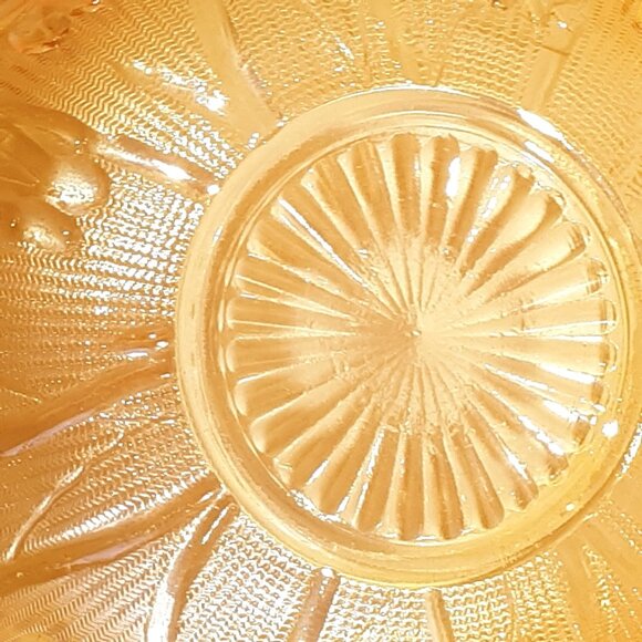 Jeanette Glass Iris & Herringbone Ruffled Edge Iridescent Depression Glass Bowl. - Picture 5 of 7